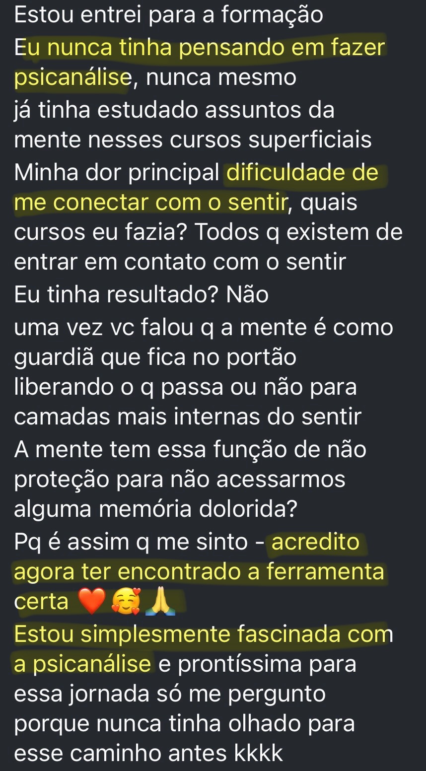 Depoimento de aluna da Formação